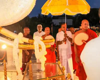 Ven. Pinwatte Anuruddha Thero and Sangha at Madavilgoda Temple ceremony